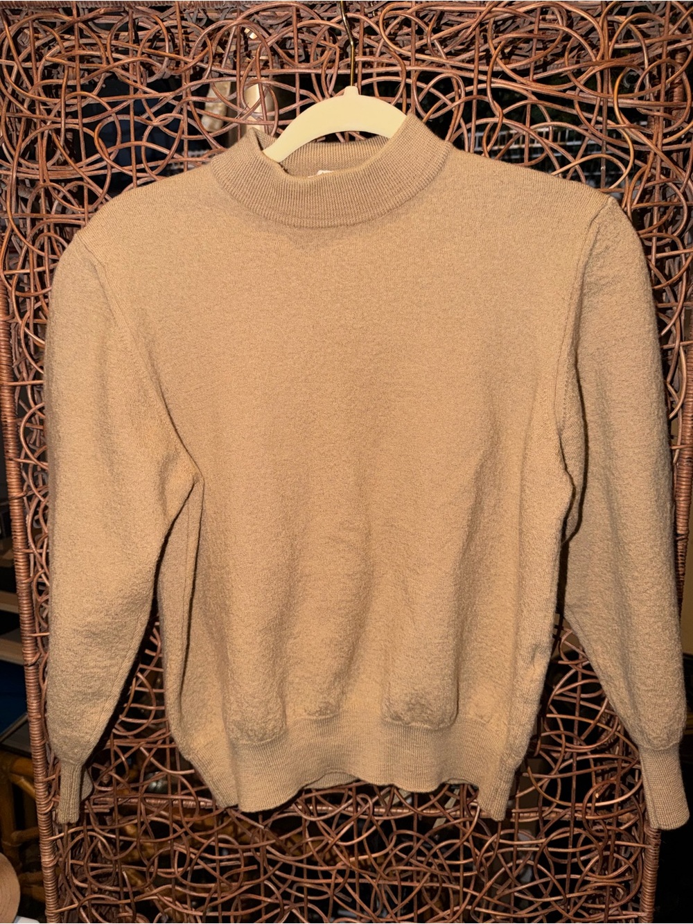 ZANETTI Camel Knit Mock Neck Sweater